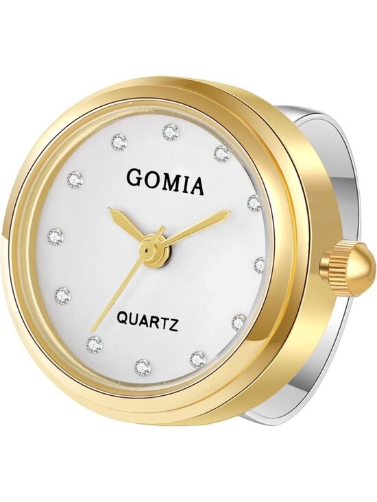 Unisex Silver Gold Quartz Roman Numeral Adjustable Open Band Finger Ring Watch